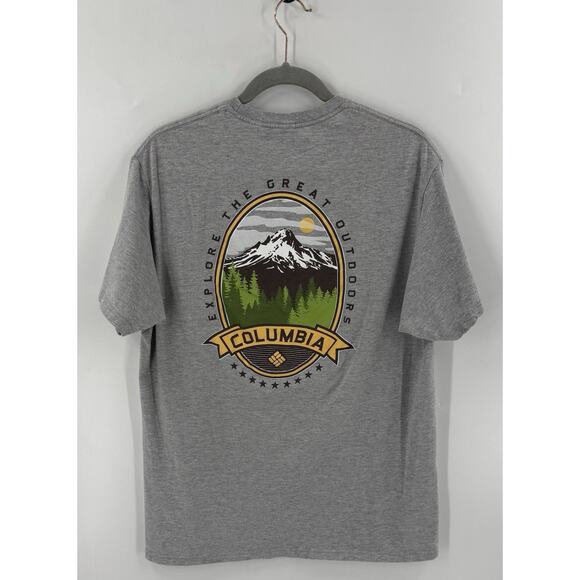 Columbia Mens T Shirt Size XL Gray Mountain Explore Graphic Short Sleeve Tee - Picture 1 of 3